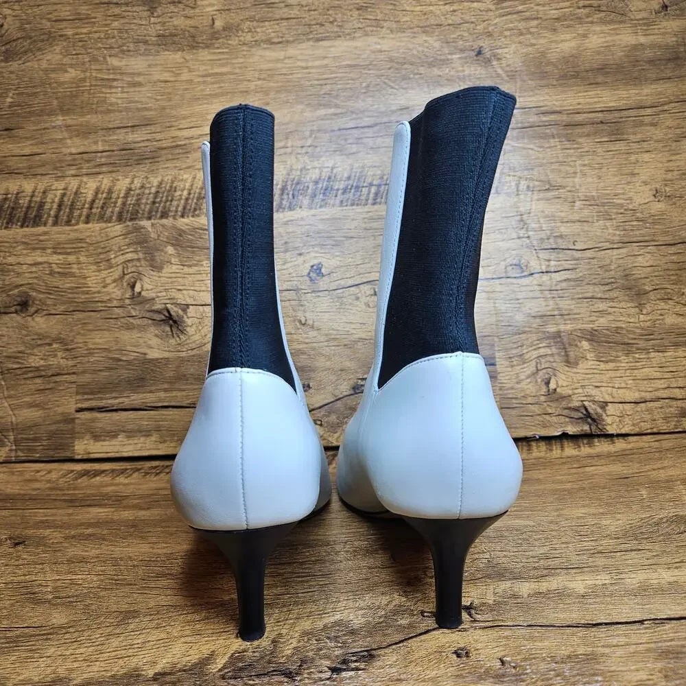 Joie Rali Ivory Leather pointed toe slip on booties sz 38  US 8